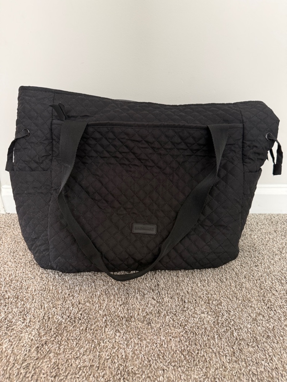 BagSmart Quilted Black Tote Bag - Spacious Everyday Carry